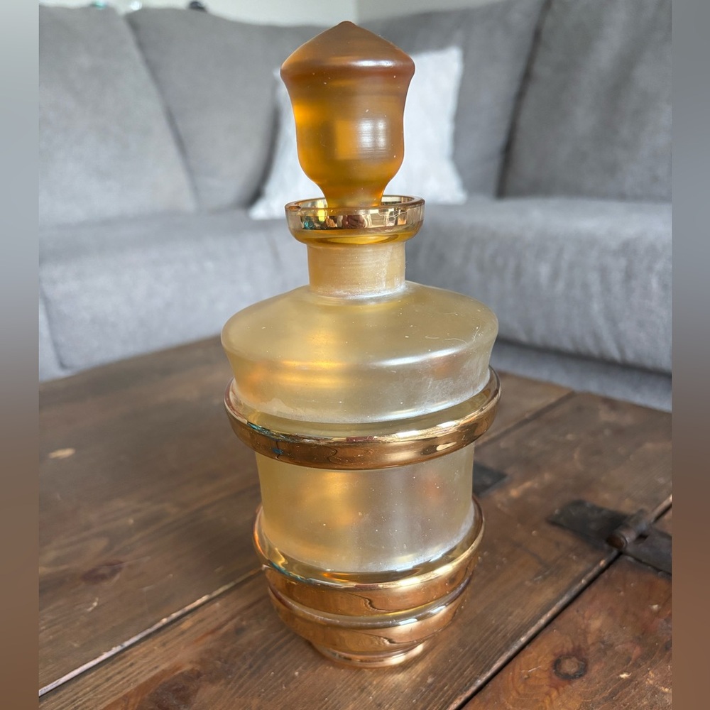 1950’s Vintage Bohemian Frosted Amber Decanter